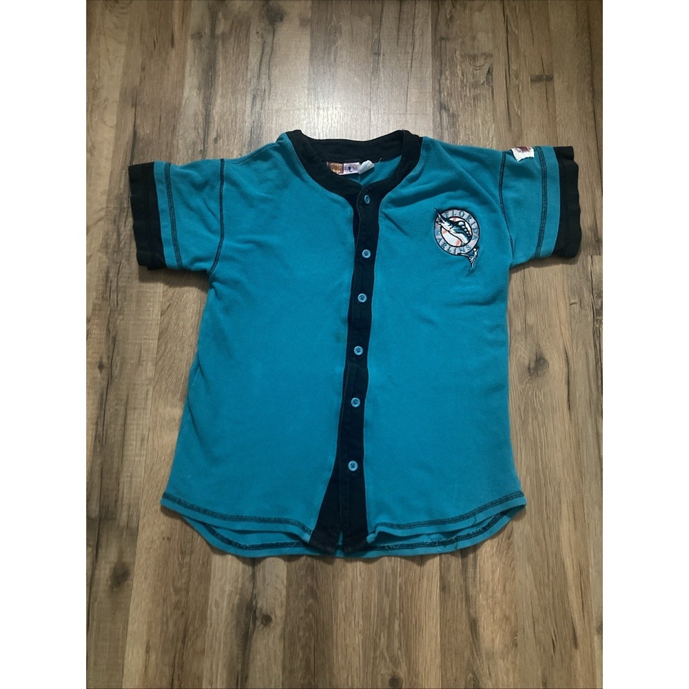 Vintage Florida Marlins Shirt Youth XL / Women's S Baseball Jersey 90s Tiny Flaw